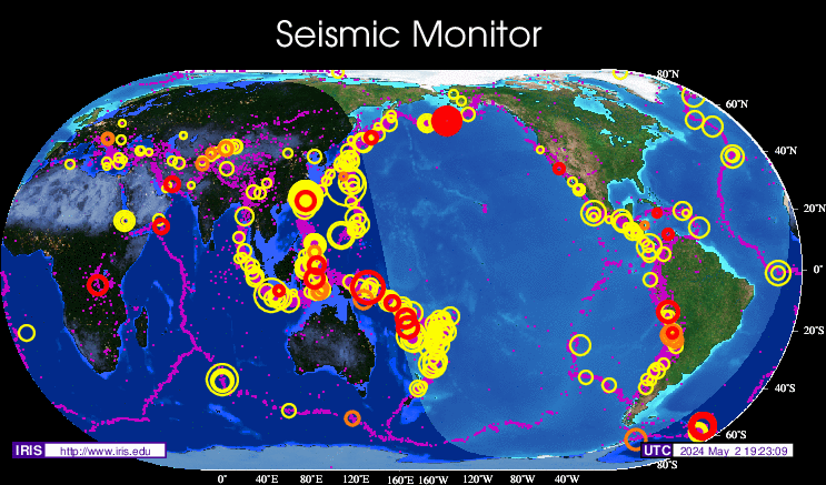 tsunami warning - IRIS seismic monitor
